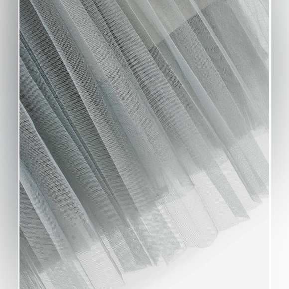 Light Grey Mesh Tulle Pleated Skirt - Picture 8 of 9